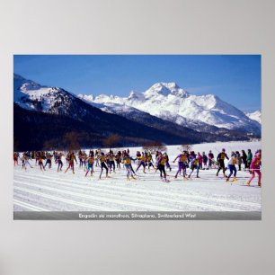 Póster Maratón de esquí Engadin, Silvaplana, Suiza Wint