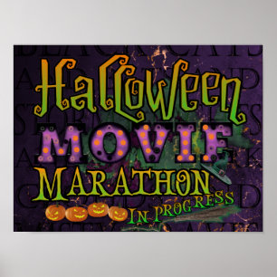 Póster Maratón De Películas De Halloween En Curso
