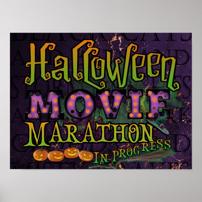 Póster Maratón De Películas De Halloween En Curso (Frente)