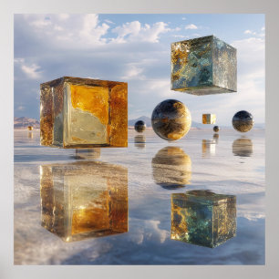 Póster Maravillas geométricas flotantes sobre el agua