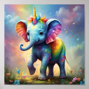 Póster Maravillas radiantes: Elefante Unicornio, bebé arc