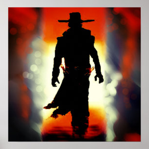 PÓSTER MARAVILLOSO JOVEN DE GUNSLINGER EN POSTER DESIERTO
