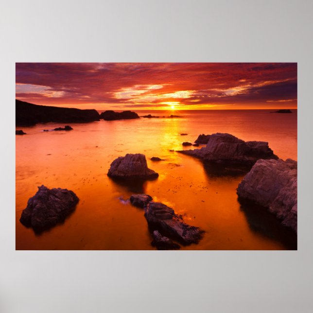 Póster Maravilloso naranja, puesta de sol, California (Frente)