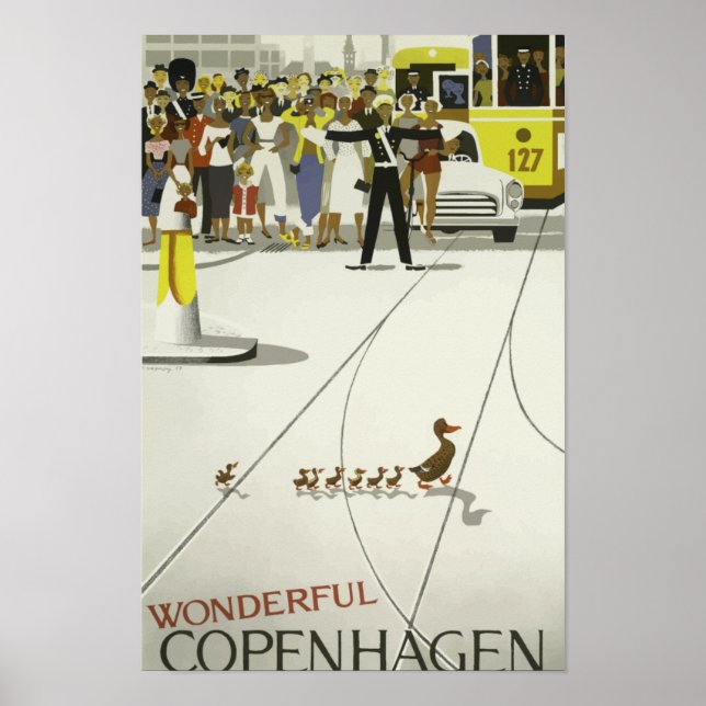 Póster Maravilloso viaje de Vintage de Copenhague (Frente)