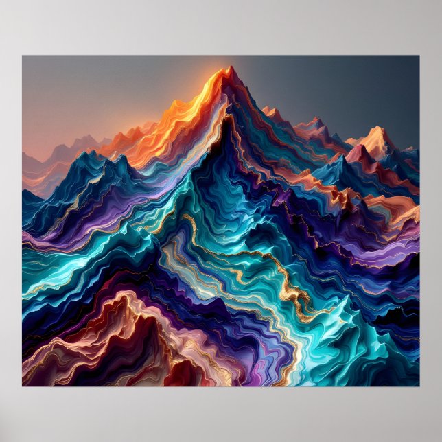 Póster Marble Flow Mountains – Colorful Abstract Art Post (Frente)