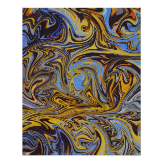 Póster Marble Forms – Blue & Gold Abstract Art