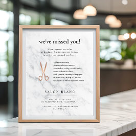 Póster Marble & Rose Gold Hair Salon Reopening