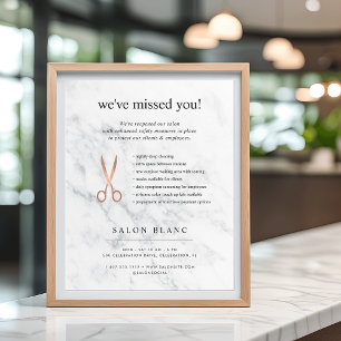 Póster Marble & Rose Gold Hair Salon Reopening