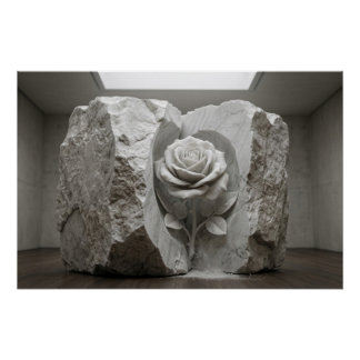 Póster Marble Rose Sculpture Minimalist Fine Art Print