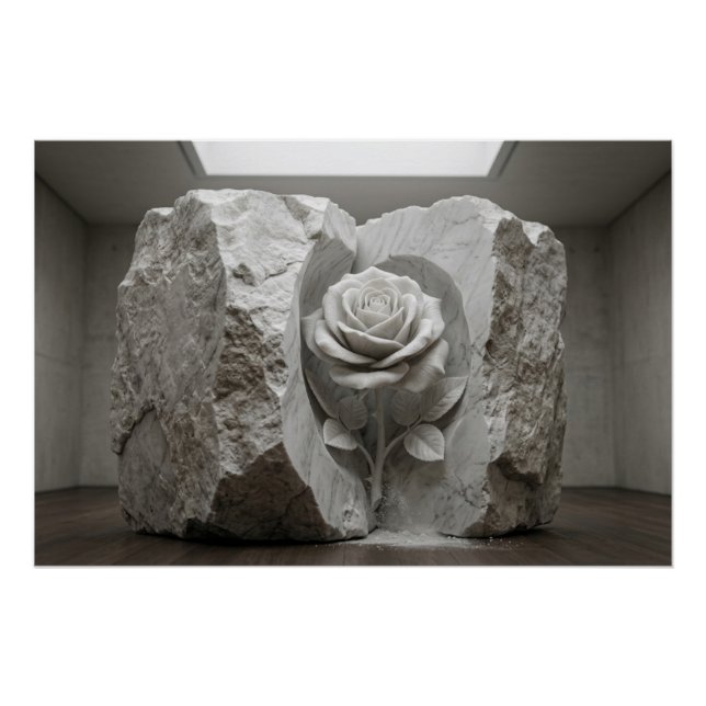 Póster Marble Rose Sculpture Minimalist Fine Art Print (Anverso)