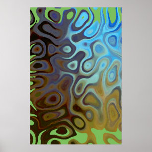 Póster Marble Slick Metallic Blue Green