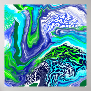 Póster Marble verde azul y limón