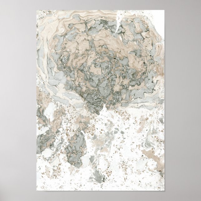 Póster Marble White Green Ivory Beige Resumen Piedra (Frente)