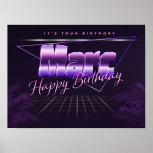 Póster Marc Name Vorname lila retro Poster Geburtstag