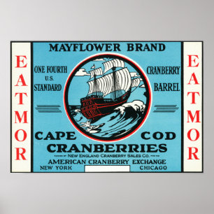 Póster Marca Cape Cod Mayflower Eatmor Cranberries