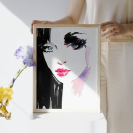 Póster Marca de artista de maquillaje de retrato de mujer