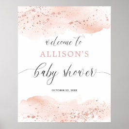 Póster Marca de bienvenida color agua rosa oro rosa ducha