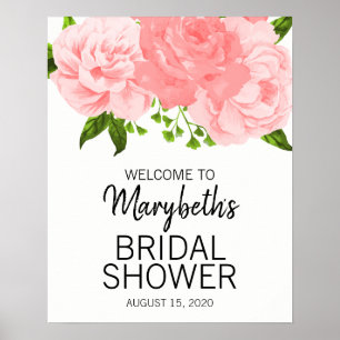 Póster Marca de bienvenida Coral Watercolor Floral Brilla