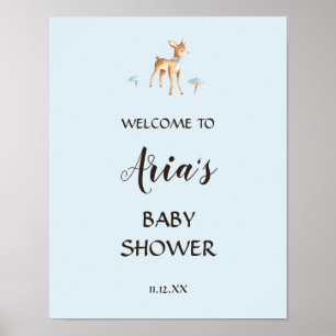 Póster Marca de bienvenida de ducha Watercolor Boy Deer