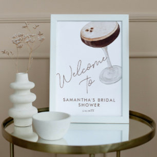 Póster Marca de bienvenida de la ducha acuarela Espresso 