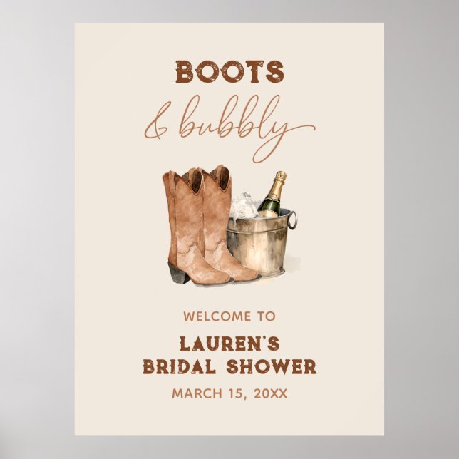 Póster Marca de bienvenida Watercolour Western Cowgirl (Frente)