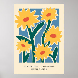Póster Marca de flores Ciudad de México Estatua de los gi