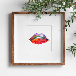 Póster Marca de maquillaje de labios de arcoiris de color