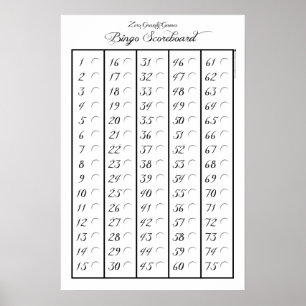 Póster Marcador 75 del bingo - juegos de la gravedad cero