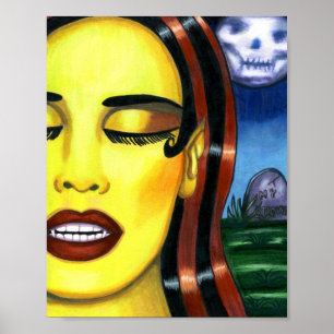 Póster Marcadores de mujeres de vampiros dibujando horror