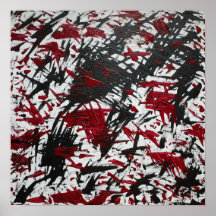 Marcas abstractas en negro y rojo