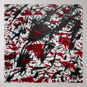 Póster Marcas abstractas en negro y rojo