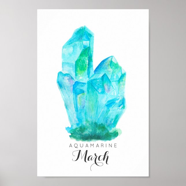 Póster March Birthstone - Aquamarine Watercolor | Poster (Frente)