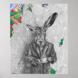 Póster March Hare Art March Hare Poster Wonderland Art