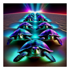Póster Marcha de las Tortugas de Neón
