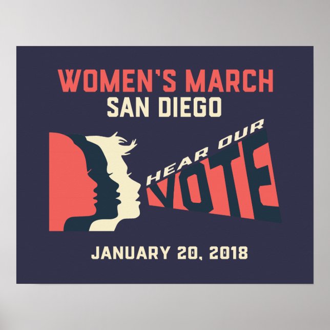 Póster Marcha de Mujeres San Diego Poster oficial de marz (Frente)