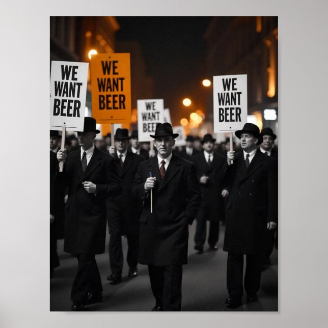 Póster Marcha de protesta de la era de la Prohibición Vin (Frente)