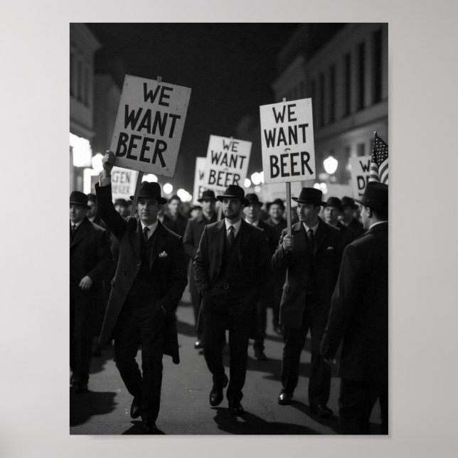 Póster Marcha de protesta de la era de la Prohibición Vin (Frente)