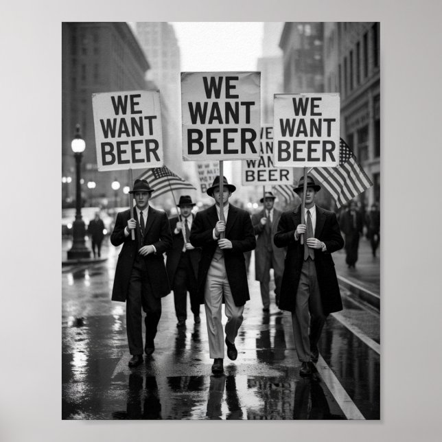 Póster Marcha de protesta de la era de la Prohibición Vin (Frente)