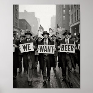 Póster Marcha de protesta de la era de la Prohibición Vin
