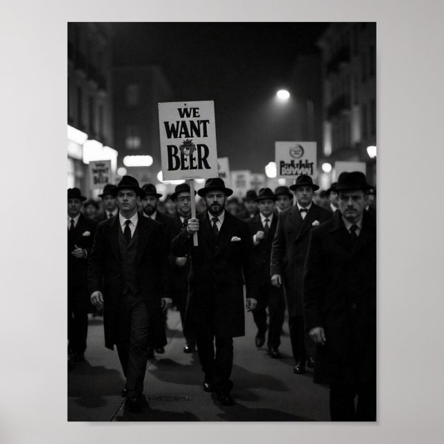 Póster Marcha de protesta de la era de la Prohibición Vin (Frente)