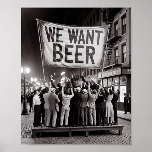 Póster Marcha de protesta de la era de la Prohibición Vin (Frente)