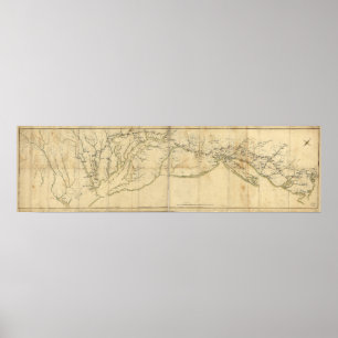 Póster Marcha de Rochambeau desde Yorktown hasta el mapa 