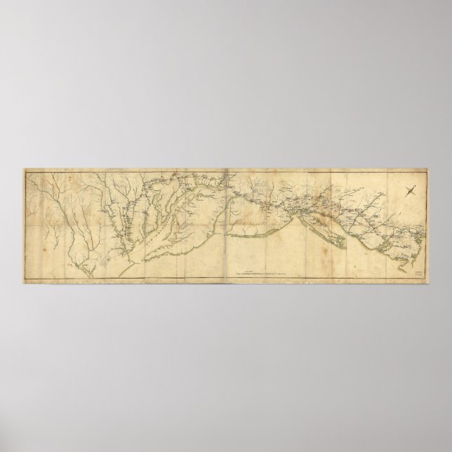 Póster Marcha de Rochambeau desde Yorktown hasta el mapa  (Frente)