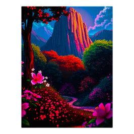 Póster Märchenhafter Wanderpfad durch blühende Berglandsc