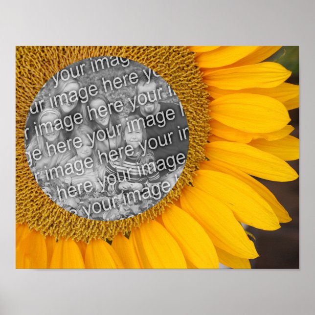Póster Marco central girasol Añadir la foto (Frente)