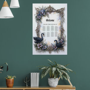 Póster Marco de Boda Cisne Negro – Amor Romántico Gótico