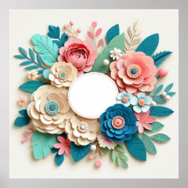Póster Marco de boda floral