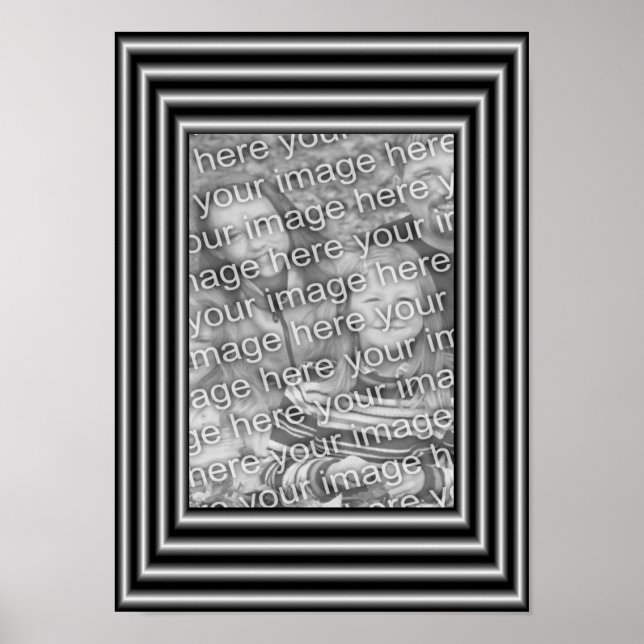 Póster Marco de borde negro y plateado Añadir la foto (Frente)
