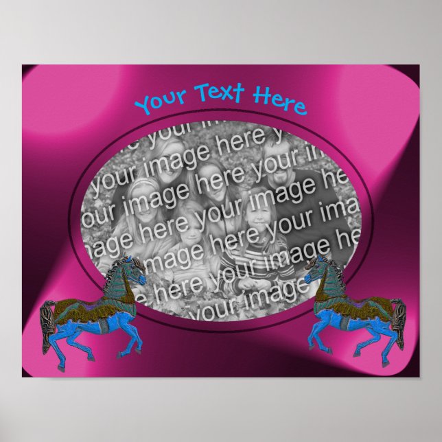 Póster Marco de caballos de carrusel crea tu propia foto (Frente)