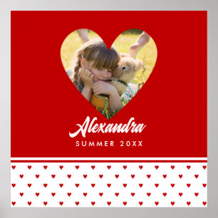 Póster Marco de corazón rojo de foto personalizada Cumple